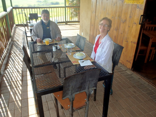 Terry and Jannes at the breakfast table.